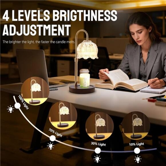 Electric Candle Warmer Lamp with Timer Dimmer Adjustable Height Home Bedroom Dec - Picture 4 of 7
